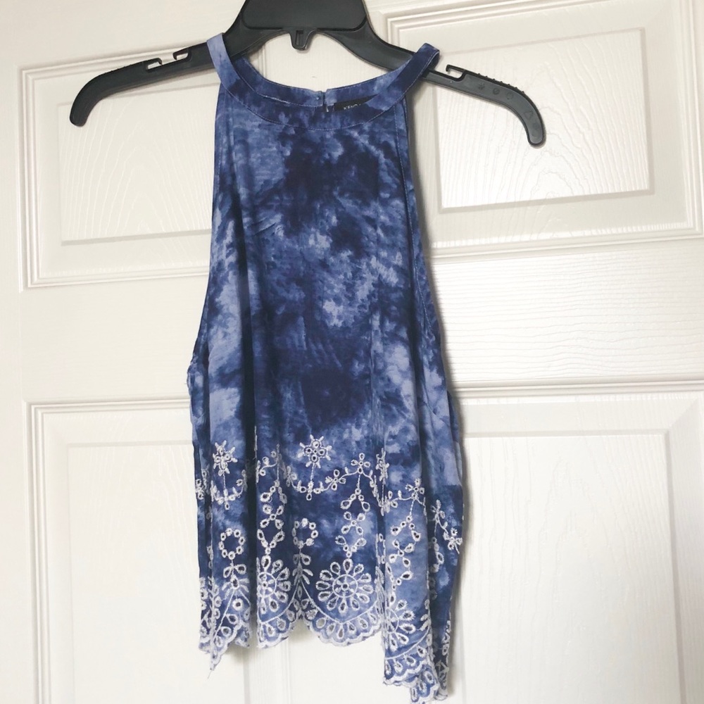 Kendall & Kylie blue tie dye tank top